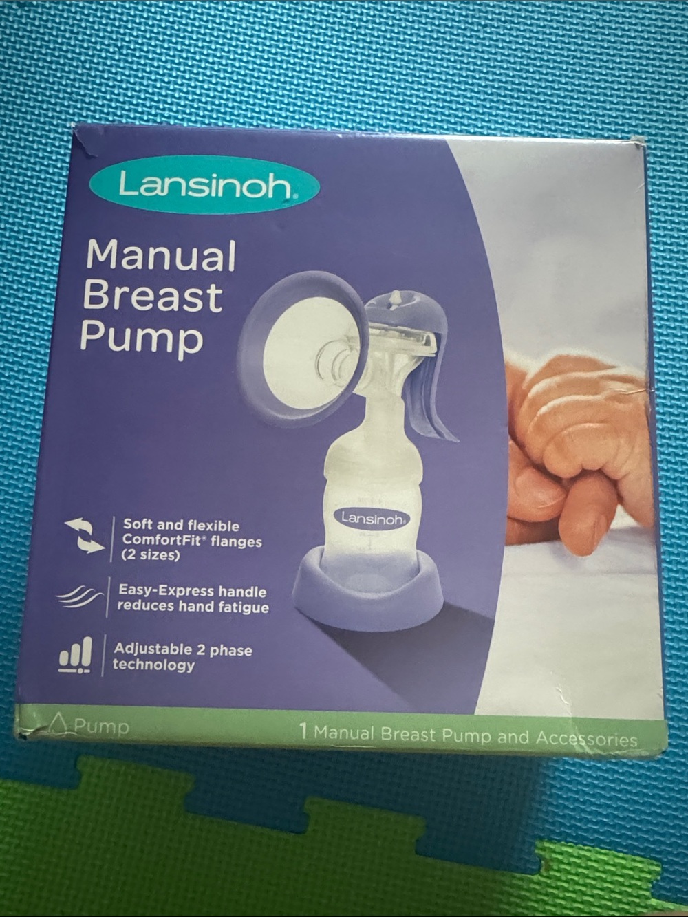 Lansinoh Manual Breast Pump in Purple & White